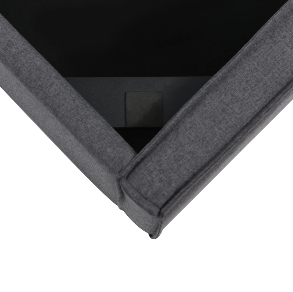 Letto contenitore singolo ULEVR 90x200 cm con sollevamento a cilindri e rete a doghe, cotone grigio