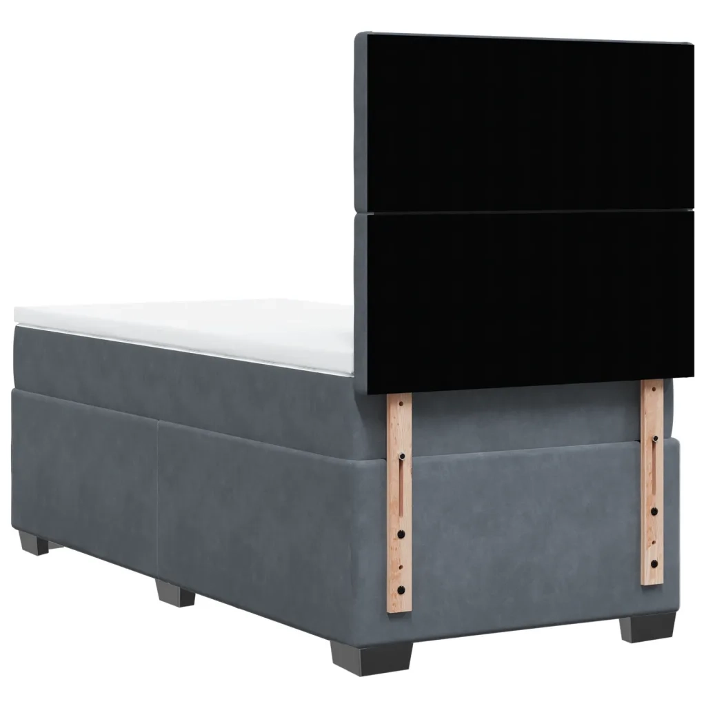 Giroletto a Molle con Materasso Grigio Scuro 90x200 cm Velluto 3290823
