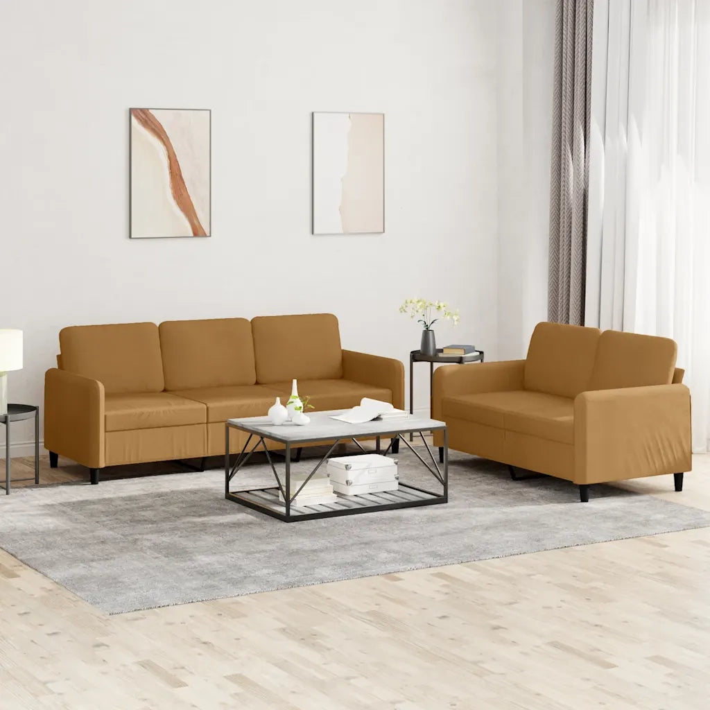 Set di Divani 2 pz Marrone in Velluto 3202021