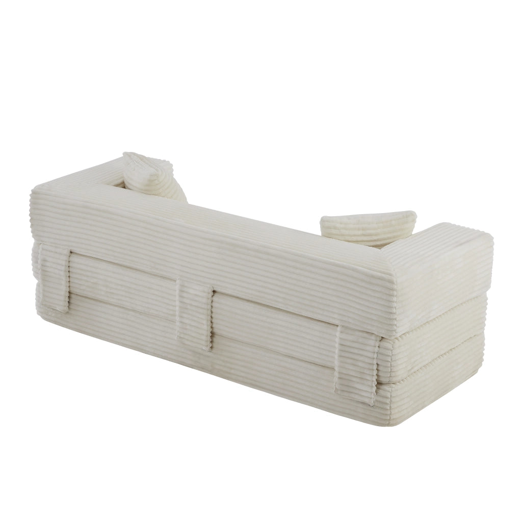 Divano letto in schiuma con design quadrato e supporto ad alta densità trasformabile in piccolo letto bianco