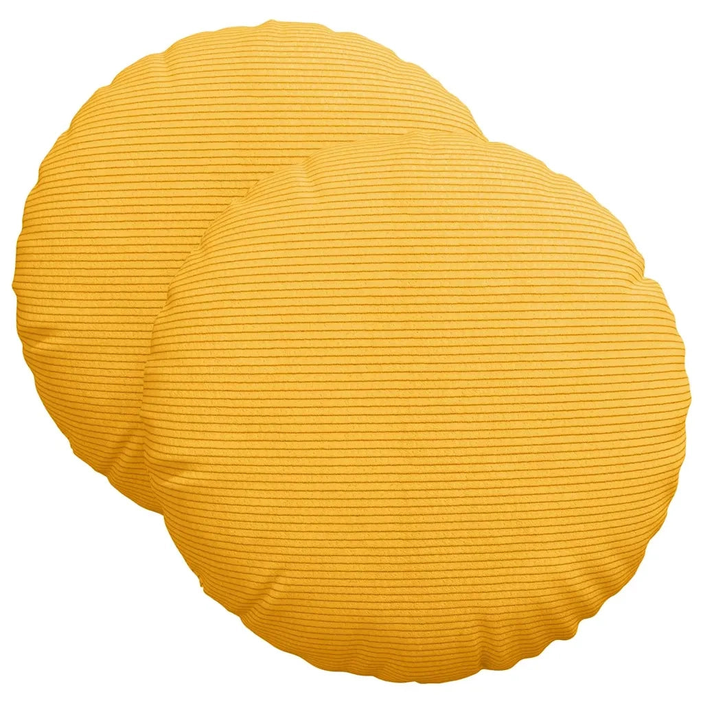 Cuscini per Seduta 2 pcs Giallo Chiaro Ø 40 cm Tessuto in Cords 42014155
