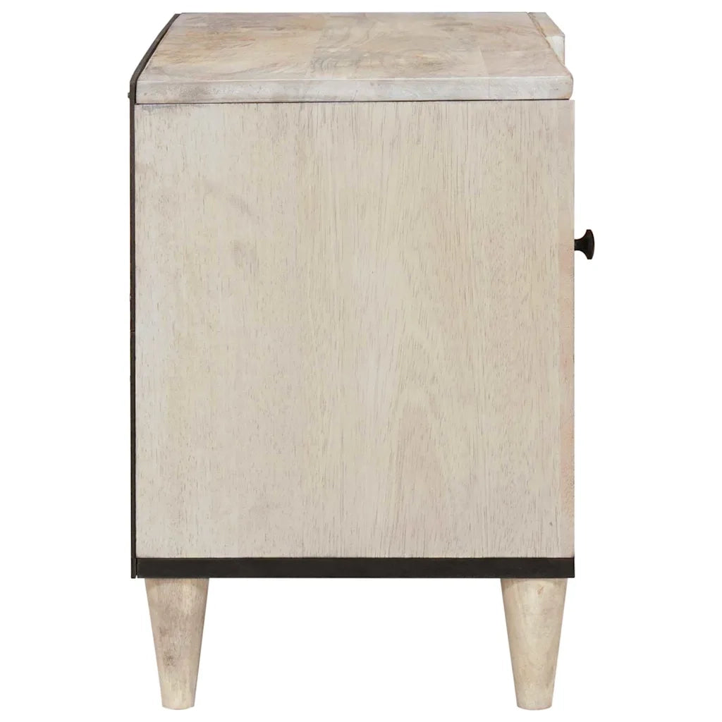 vidaXL Mobile TV Bianco 80 x 33 x 46 cm legno massello di mango