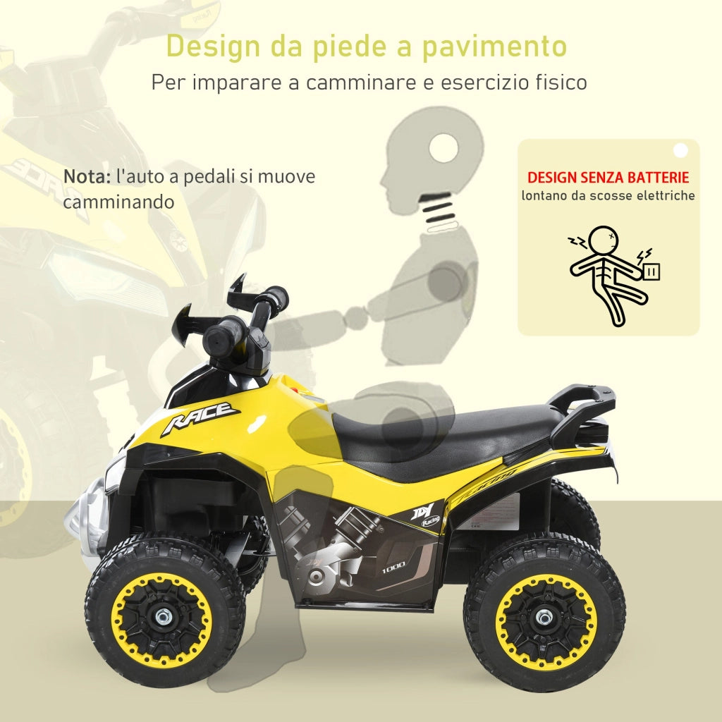 Quad per Bambini a Spinta Manuale con Suoni Integrati Giallo