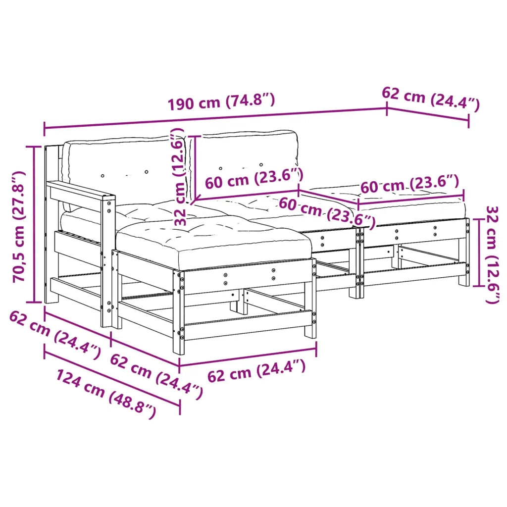 Set Lounge da Giardino 4 pcs Marrone Cerato 3418114