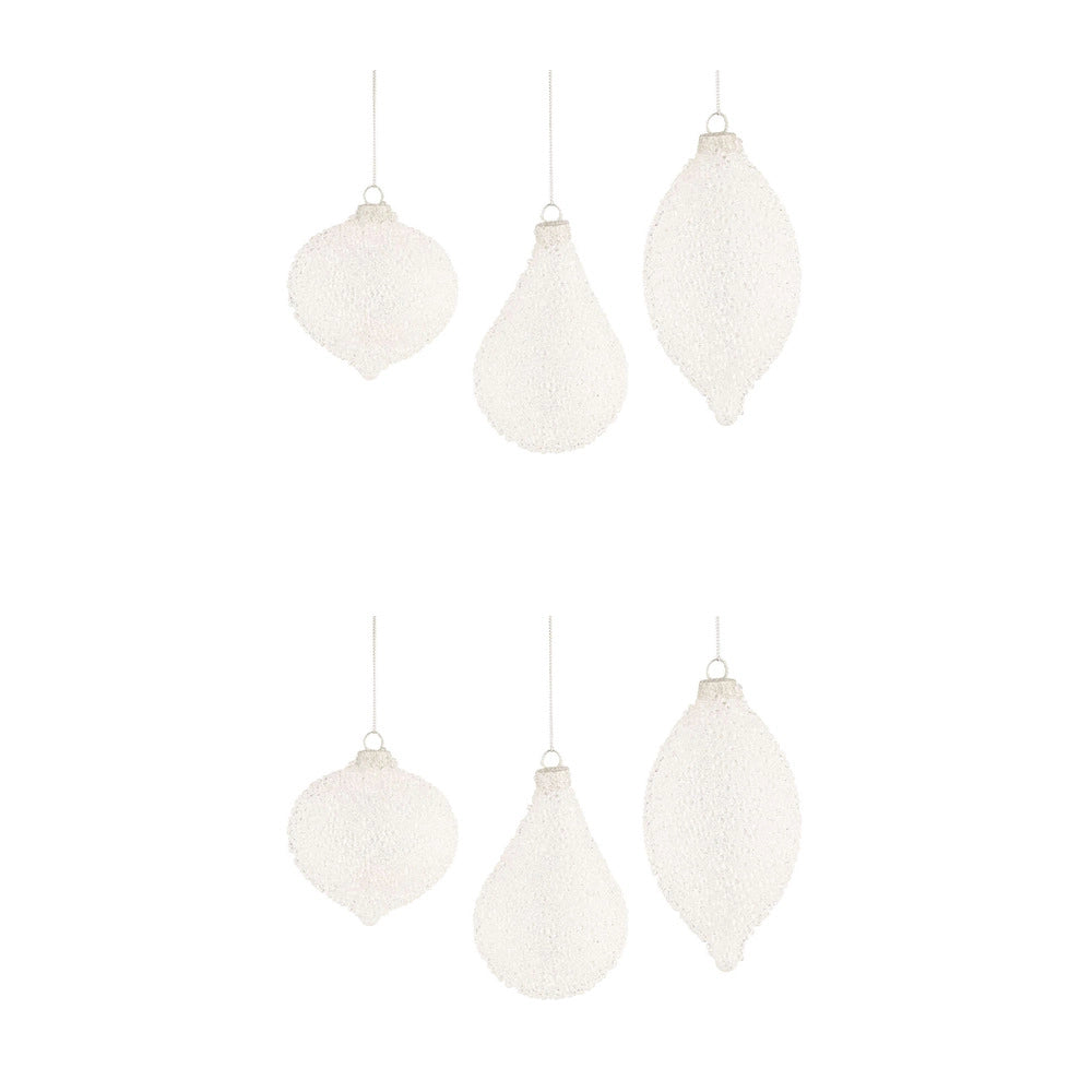 Pendagli di Natale in Vetro Bianche effetto Neve Freeze