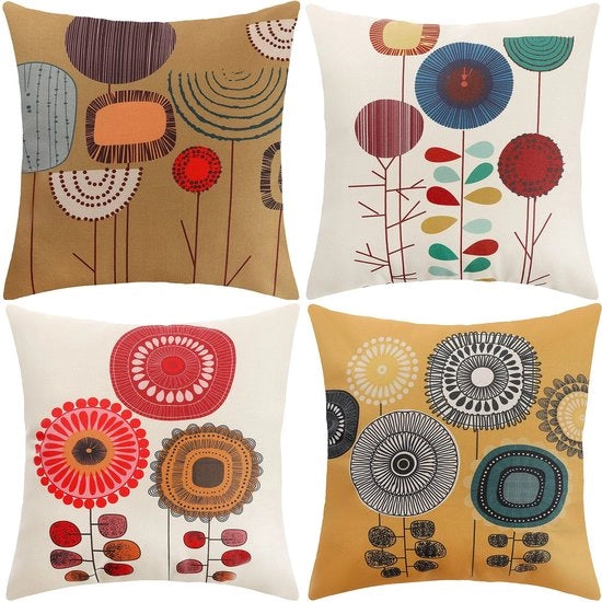 Set di cuscini 45x45cm - Cuscini di flanella - Cuscini decorativi - Set da 4 - Lavabile a mano/macchina - Disegno unifacciale - Cuscini di protezione
