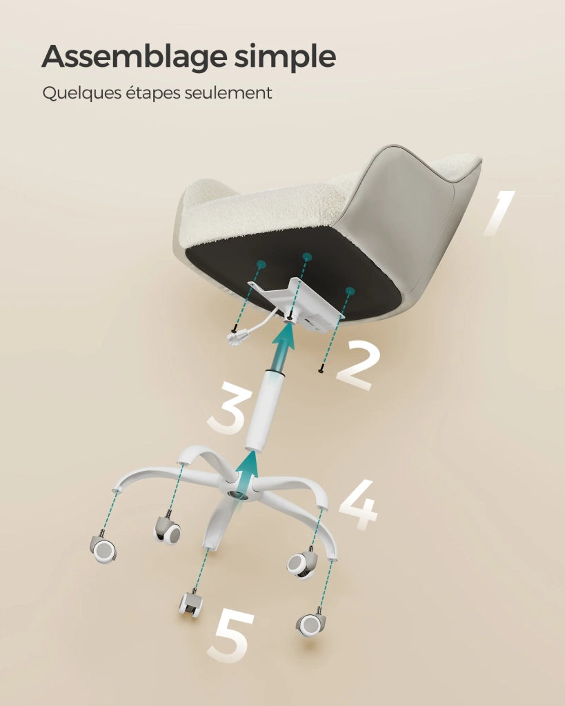 Sedia da ufficio comoda sedia girevole seduta ergonomica altezza regolabile portata 120 kg struttura in acciaio tessuto effetto lino beige 12_0005888