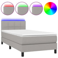 Letto a Molle Materasso e LED Grigio Chiaro 90x190 cm Tessuto 3133117