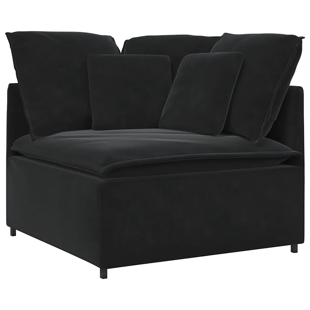 Divano Modulare con Cuscini in Velluto Nero 3321333