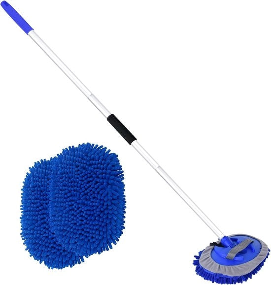 Set di spazzole autoreinificanti in microfibra da 157,5 cm con setole lunghe e spazzola per auto, camper e camion. Incluso 1 capo di chenille resistente ai graffi con asta in alluminio (blu).