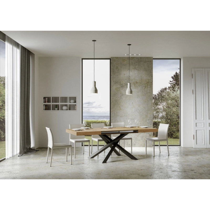 Tavolo allungabile 200/304x90 cm Volantis telaio Antracite - Quercia Natura