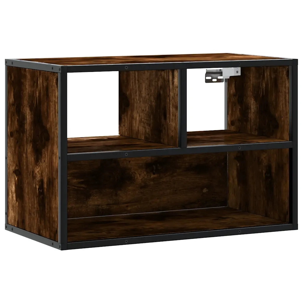 Mobile TV Rovere Fumo 60x31x39,5 cm Legno Multistrato e Metallo 848916