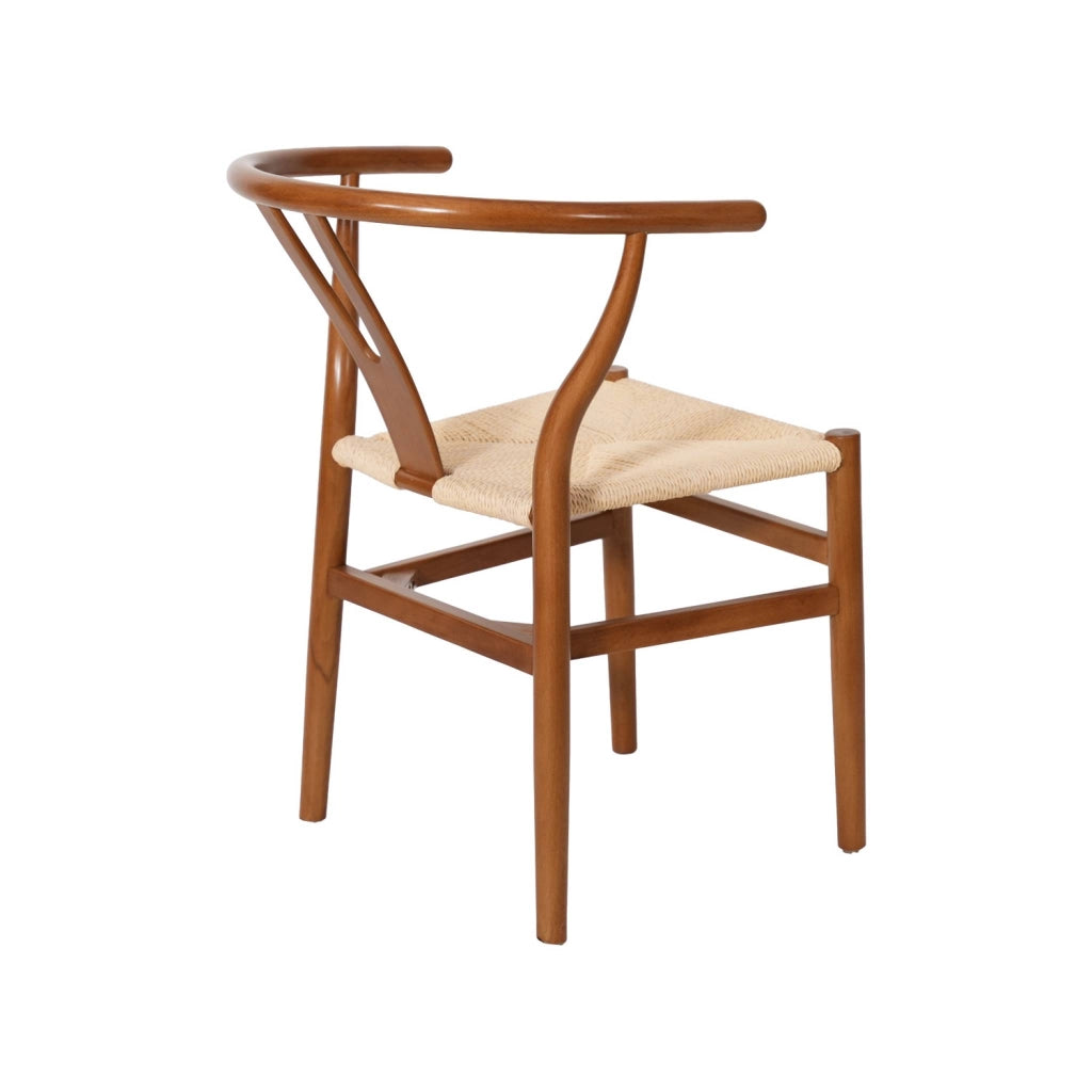 Set 2 sedie in legno con seduta in corda, noce