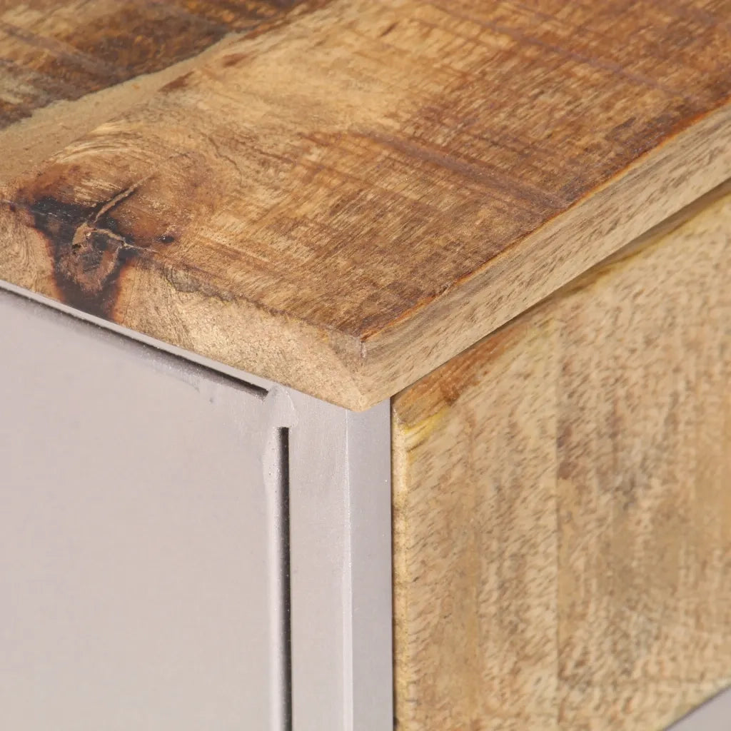 Comodino | Armadio da Notte | Mobiletto da notte 40x30x50 cm in Legno di Mango Grezzo
