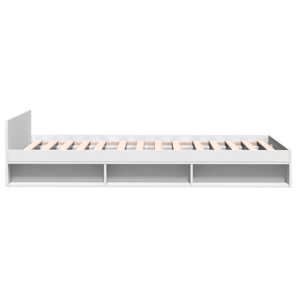 Letto singolo | Letto per adulti | Giroletto con Cassetto Bianco 75x190 cm in Legno Multistrato