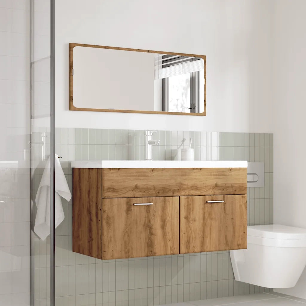 Set Mobili da Bagno 3 pz Rovere Artigianale Legno Multistrato 3328588