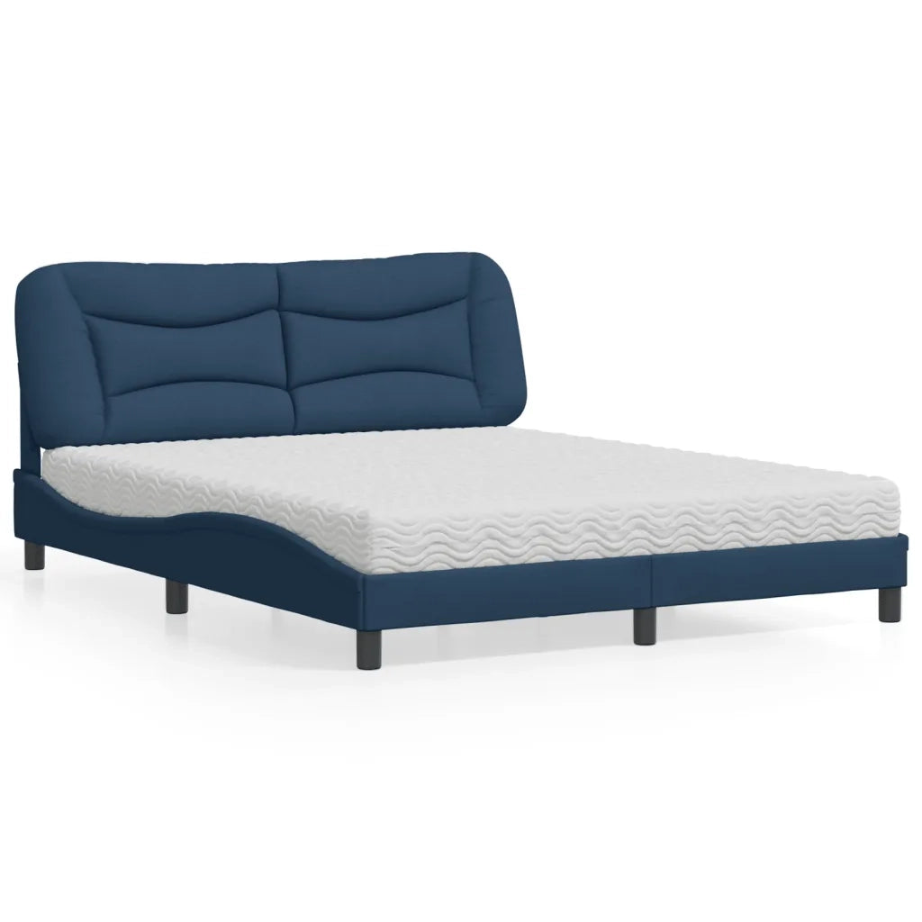 Letto con Materasso Hvar Blu 160x200 cm in Tessuto 3208547