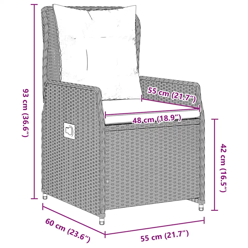 Set da Pranzo per Giardino 3 pcs Grigio chiaro polyrattan 3380974