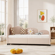 Letto per bambini a forma di fiore 90x200 cm in velluto rosa con cassetto