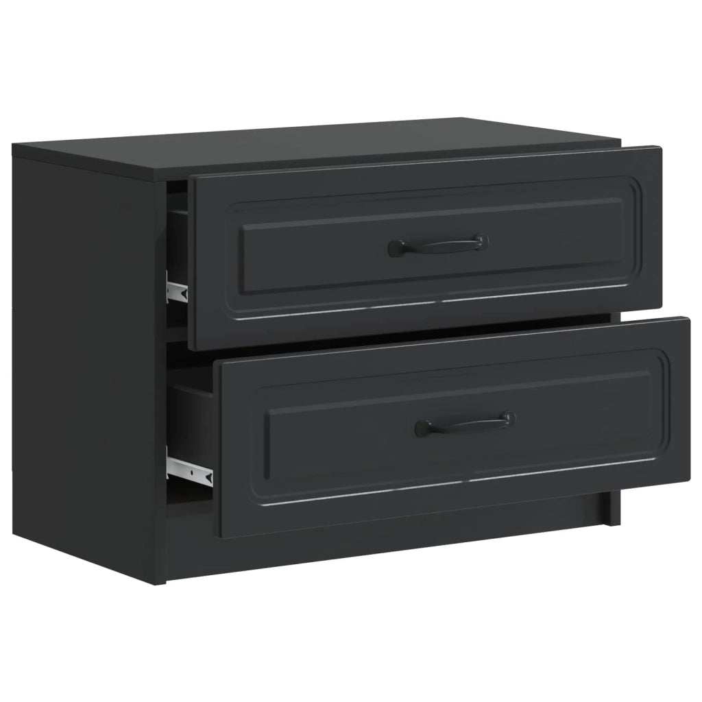 Comodino | Armadio da Notte | Mobiletto da notte Nero 62 x 34,5 x 44,5 cm Legno ingegnerizzato