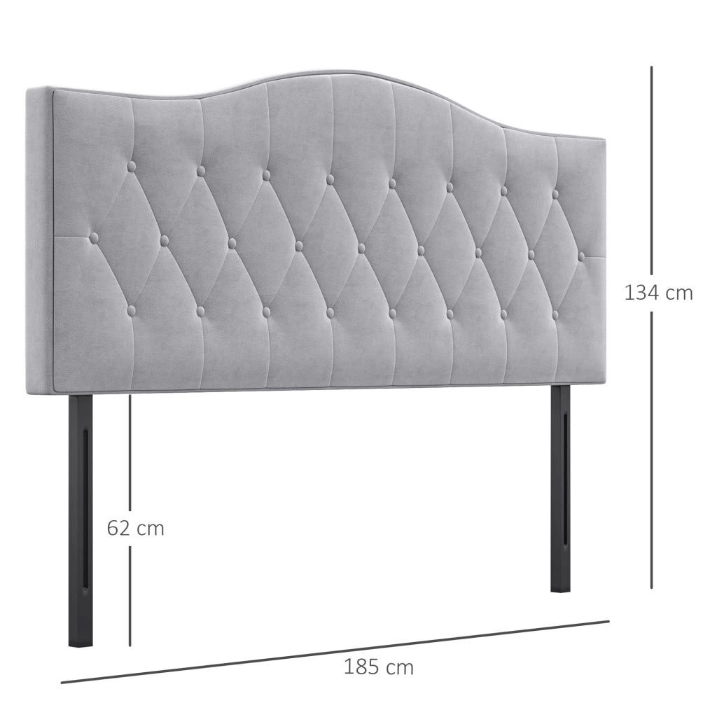 Testiera imbottita per letto ¨C zephmum ¨C grigio velluto 185x134 cm