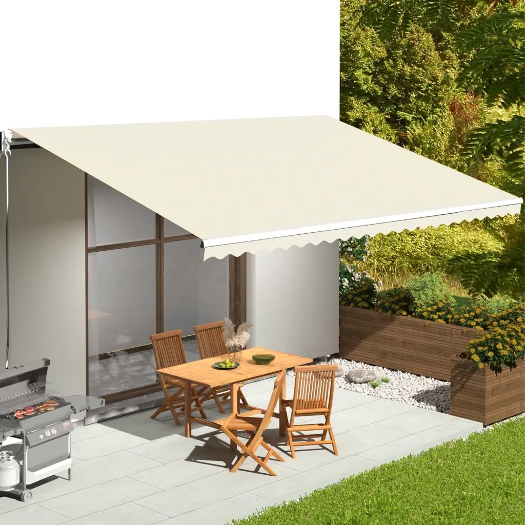 Tessuto di Ricambio per Tenda da Sole Crema 600x350 cm Poliestere 311934