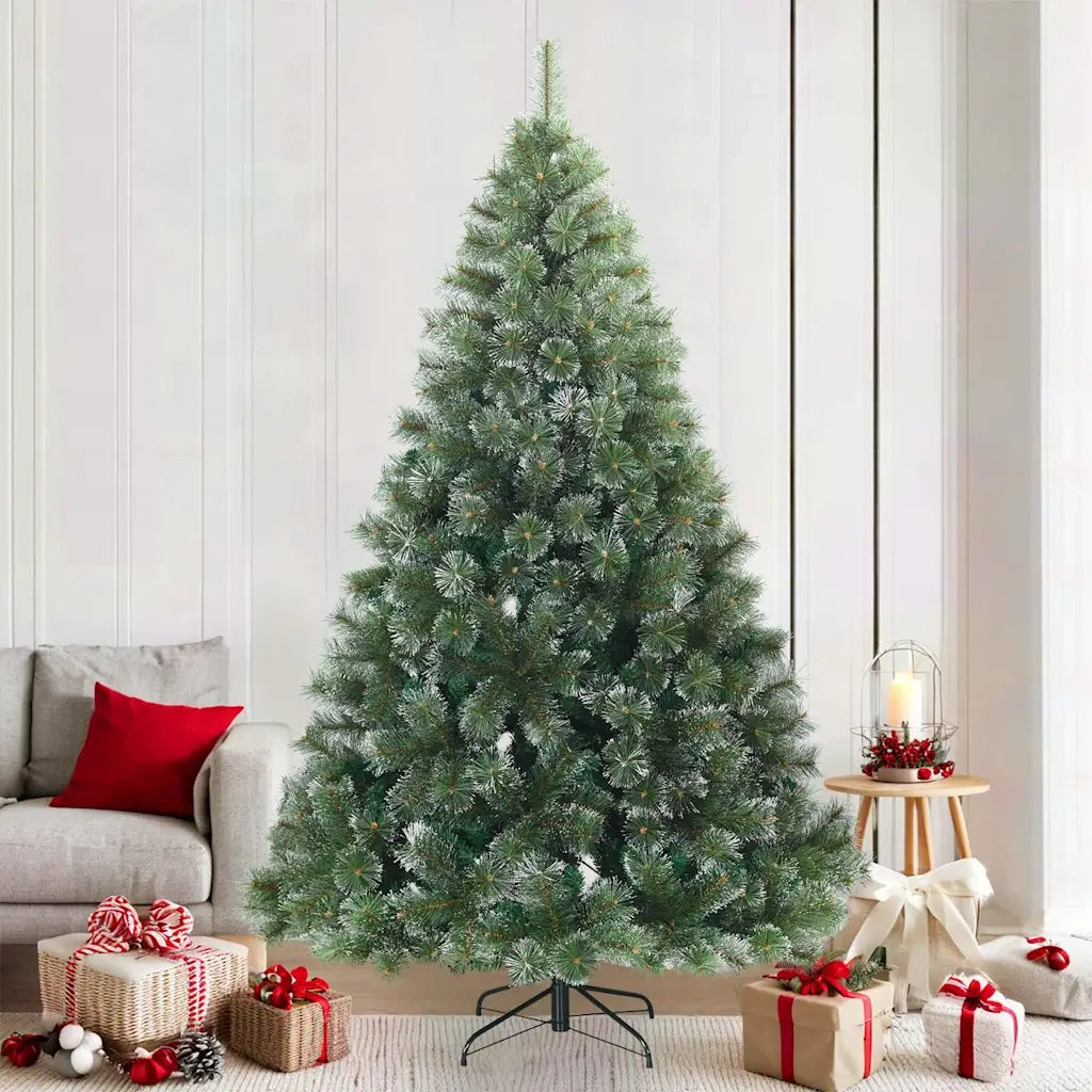 Albero di Natale Artificiale Snodato Foderato di Neve Verde