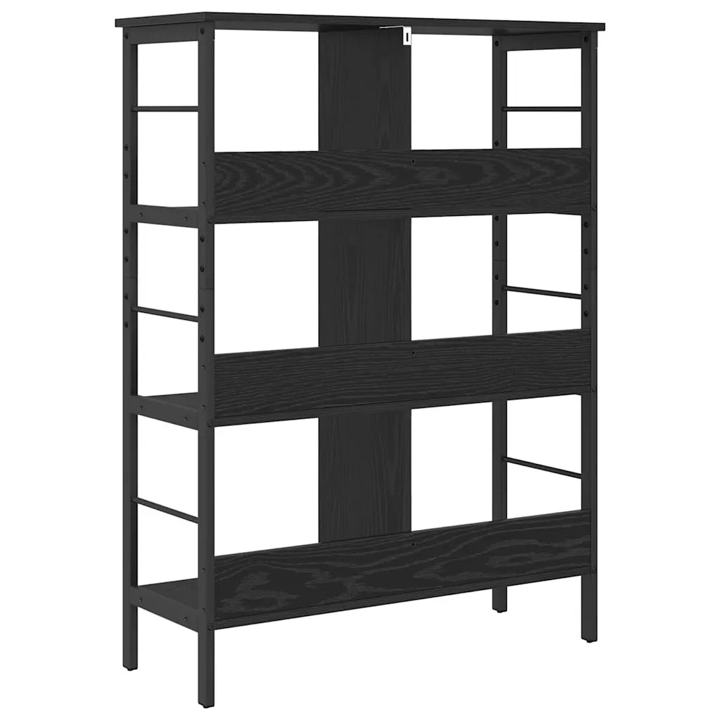Libreria-Scaffale per Libri-Mobile di Stoccaggio Rovere Nero 82 x 32 x 112 cm Legno multistrato