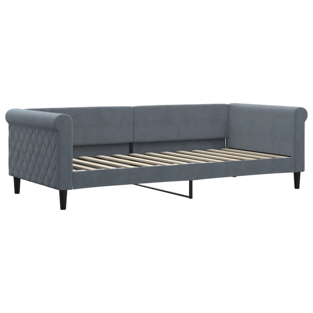 Divano letto | Sof¨¤ letto | Letto singolo con Materasso Grigio Scuro 90x200 cm in Velluto