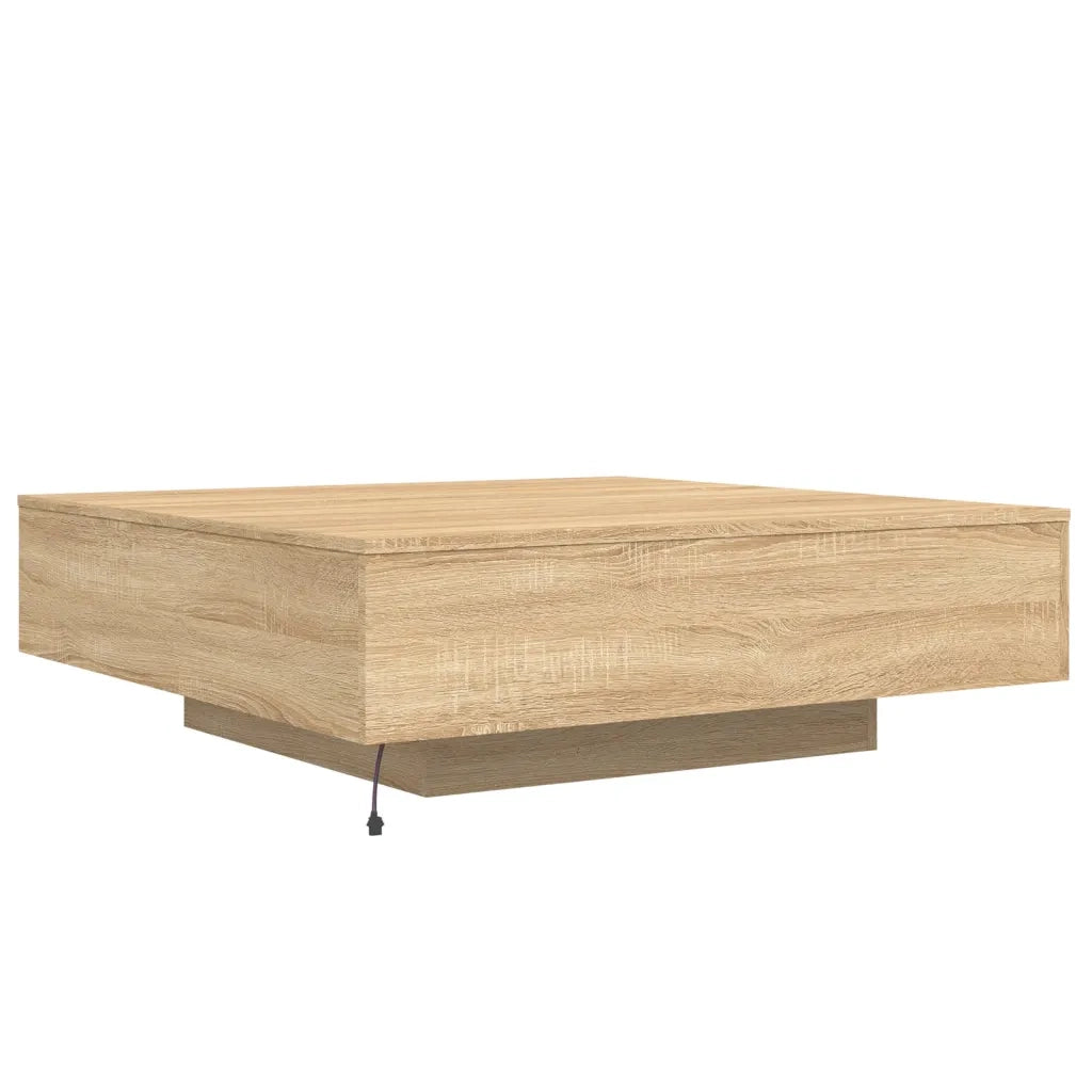 Tavolino da Soggiorno con Luci LED-Tavolino da Salotto-Tavolo Rovere Sonoma 100x100x31 cm