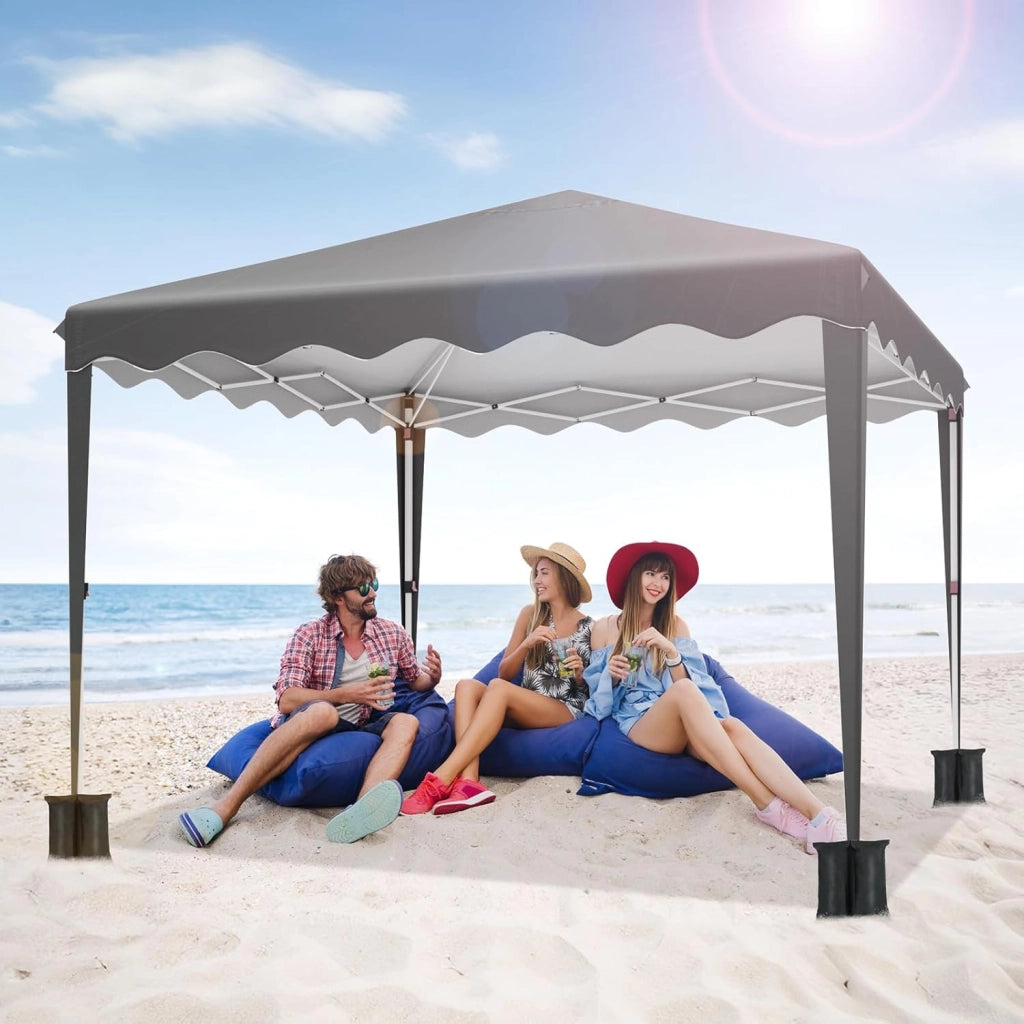 Gazebi Pieghevole con Oxford Tenda Impermeabile, Padiglione Giardino Protezione UV 50+, Tenda per Feste (Grigio), Sacchi di Sabbia 4 PCS