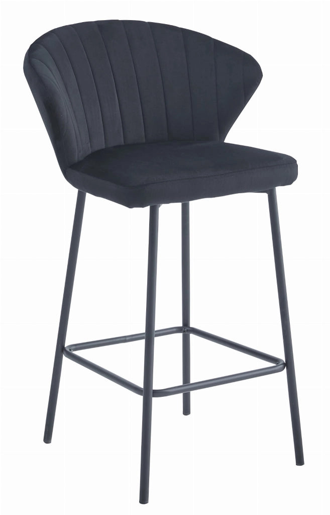 Sgabello da bar Valora GATTA in velluto nero con gambe in acciaio x3