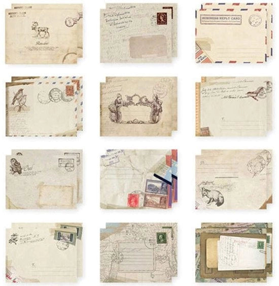 Enveloppe Retro Stile A6 - 12 pezzi - Carta di Kraft - Marrone - Leggero e Sostenibile - Carte da Lettera