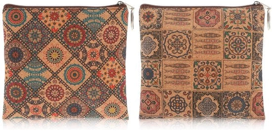 Portafoglio per donna - 2 pezzi mini portafoglio - Tessuto poliestere - Chiusura a righello - Borsa per monete - Stile boho - 15,2x12,5cm