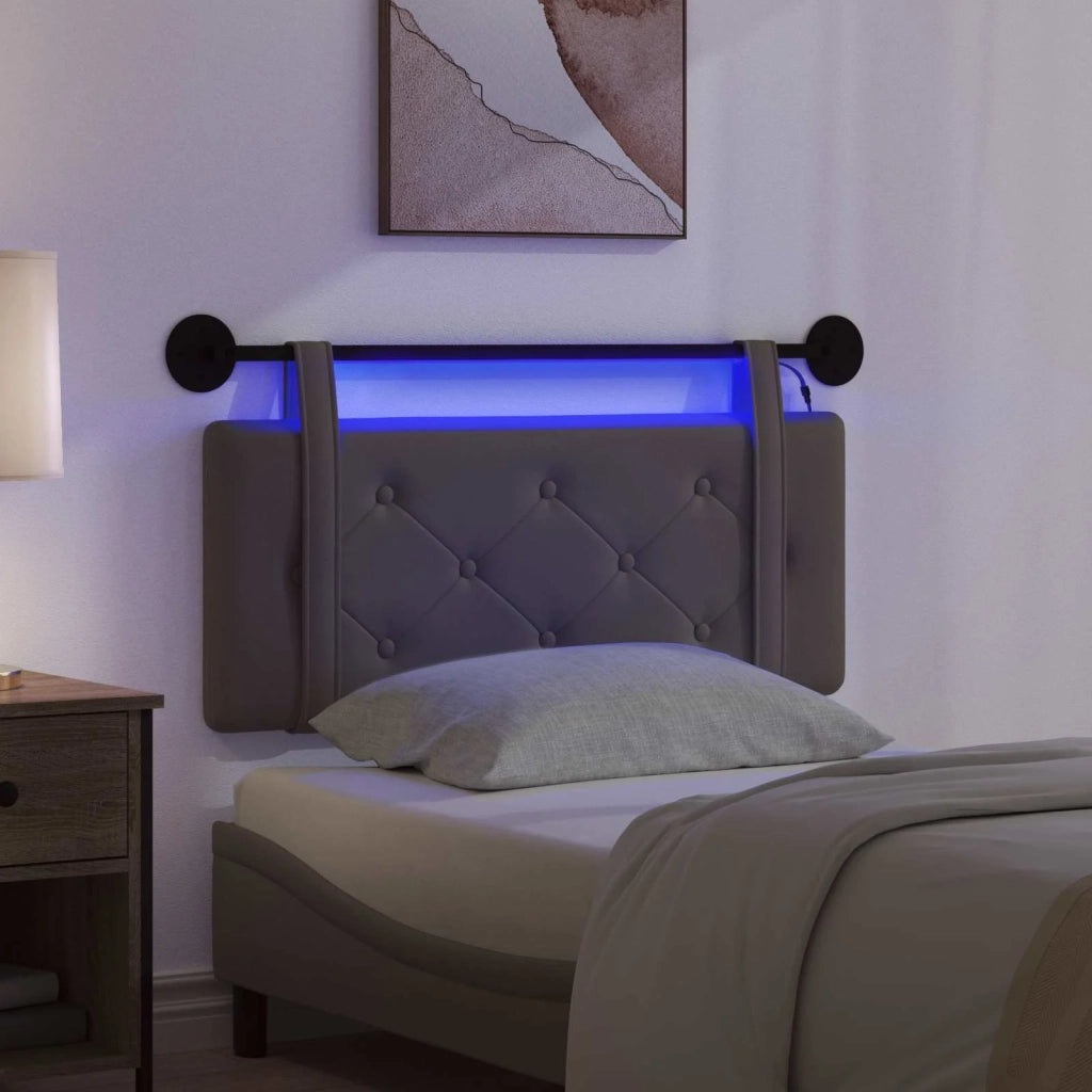 Testiera sospesa Con luce LED Grigio Similpelle