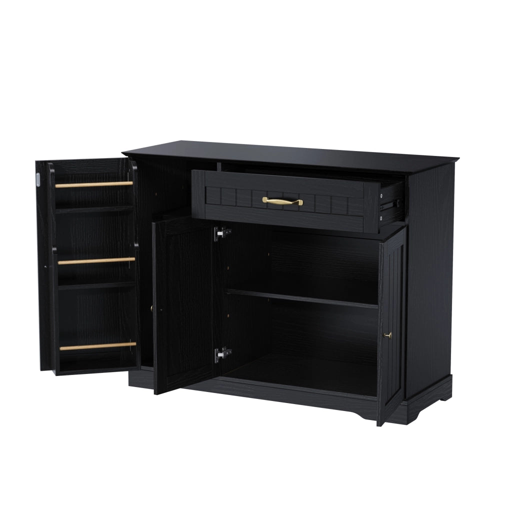 Mobile portascarpe 107x40x84 cm in MDF nero con cassetto, per ingresso e contenimento