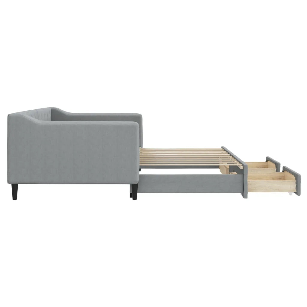 Divano Letto Estraibile Cassetti Grigio Chiaro 90x190cm Tessuto 3197472