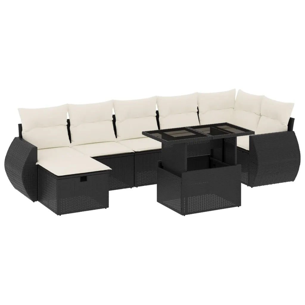 Set Divani da Giardino con Cuscini 8 pz Nero in Polyrattan 3275146