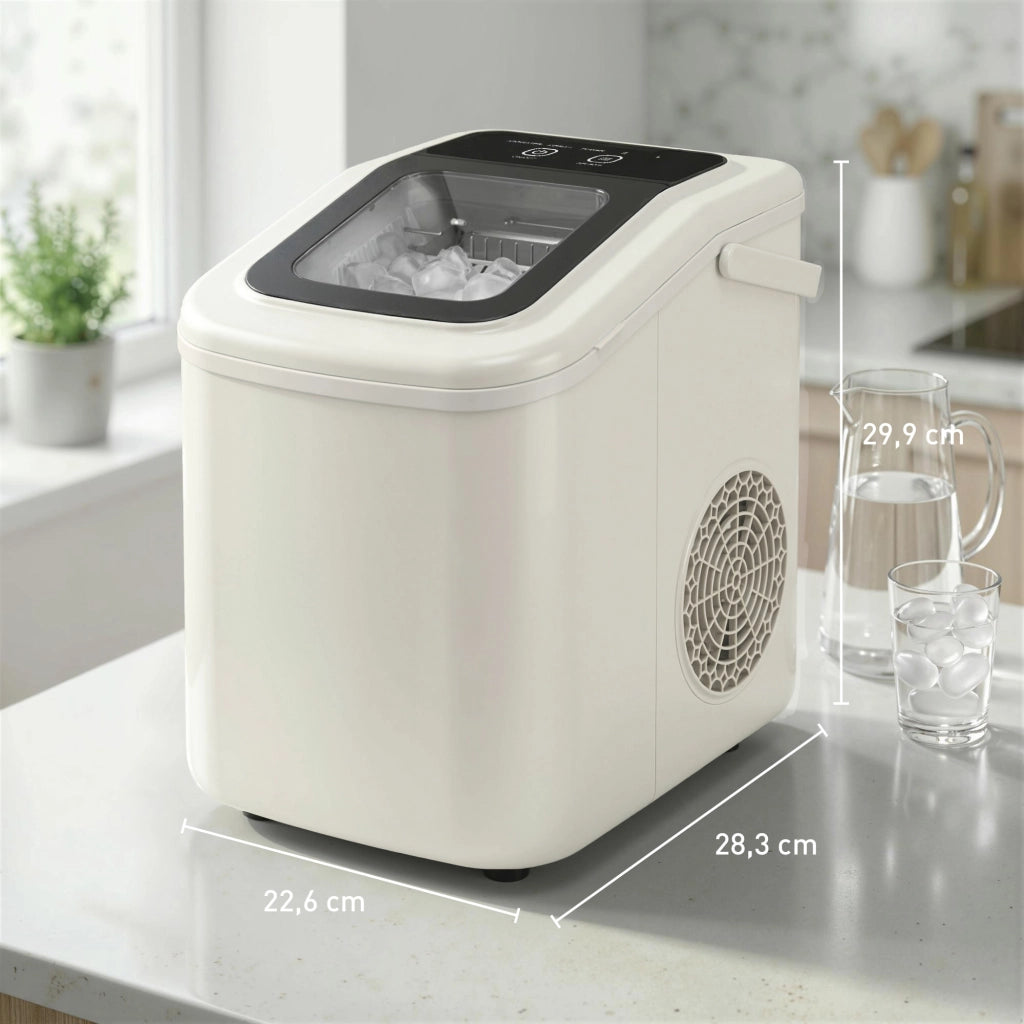 Macchina del ghiaccio 12 kg/24h 9 cubetti in 7 minuti ¨C zephmum ¨C beige 1.2L