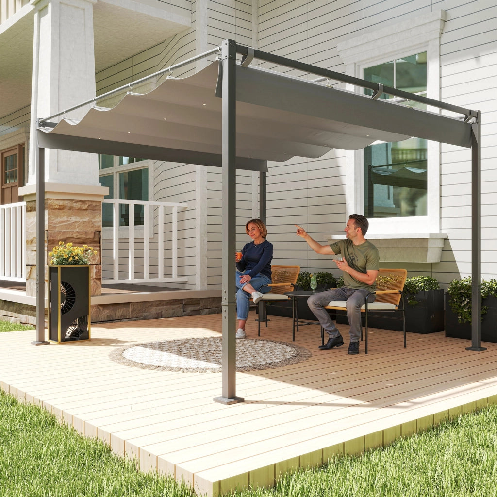 Pergola R¨¦tractable 3x3m ¨C zephmum ¨C Grigio, Polyester, 300x300x250 cm