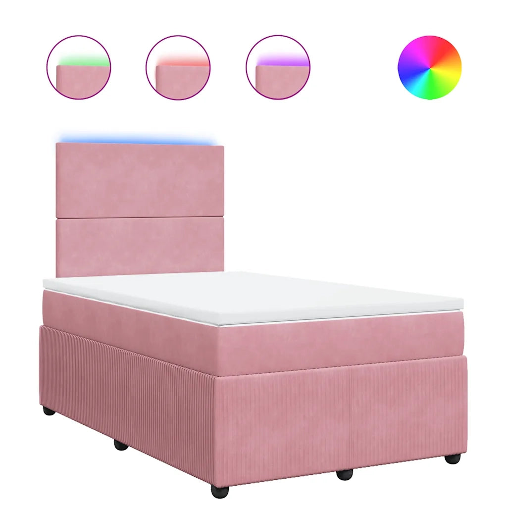 Giroletto a Molle con Materasso Rosa 120x190 cm in Velluto