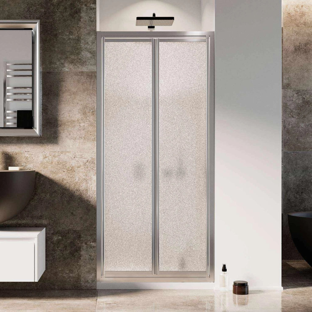 Porta Doccia 75CM H185 Cristallo Stampato C Apertura Saloon con Doppia Anta Battente mod. Clint