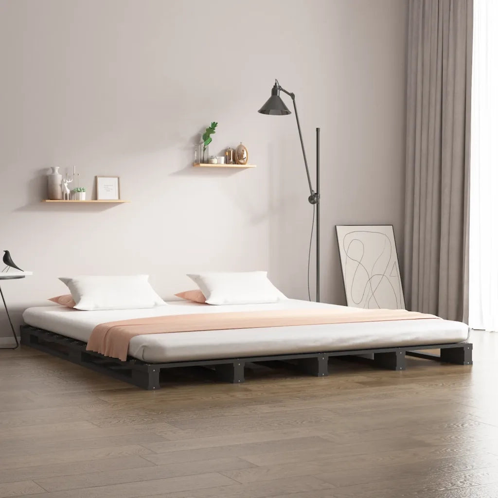 Letto a Pallet Grigio 120x190 cm Small Double Legno di Pino 821429