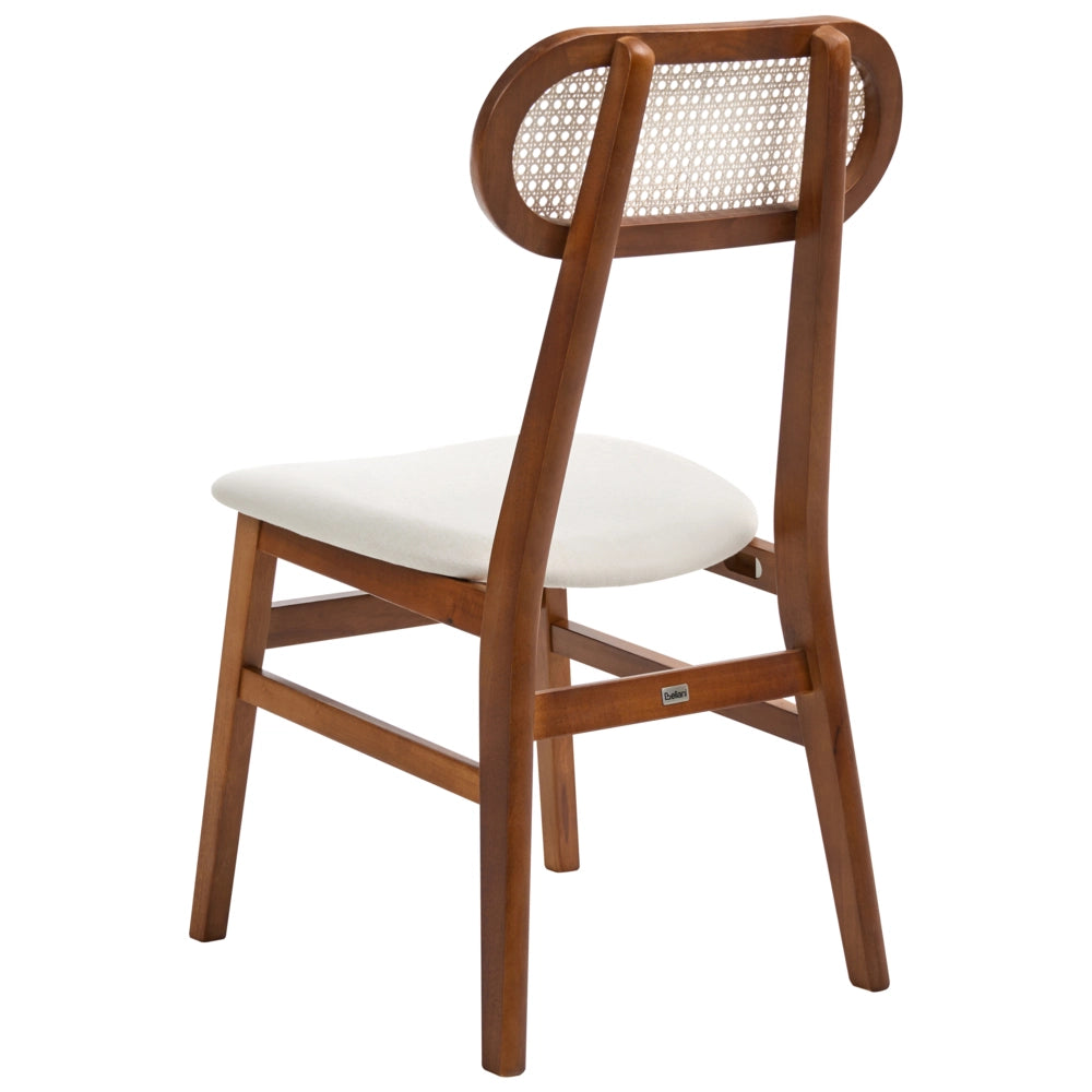 Set di 2 sedie da pranzo imbottite in poliestere marrone e beige chiaro Schienale in rattan a treccia viennese
