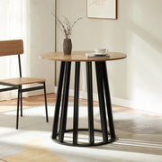 Tavolo Rotondo Lensuu da Pranzo (AxØ) 76 x 80 cm - Effetto Rovere/Nero [en.casa]