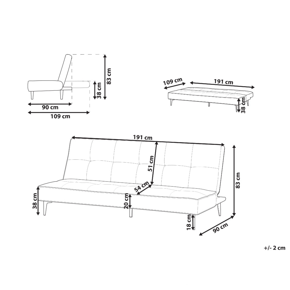 Divano letto in tessuto grigio chiaro Soggiorno moderno trasformabile a 3 posti senza braccioli Design minimalista