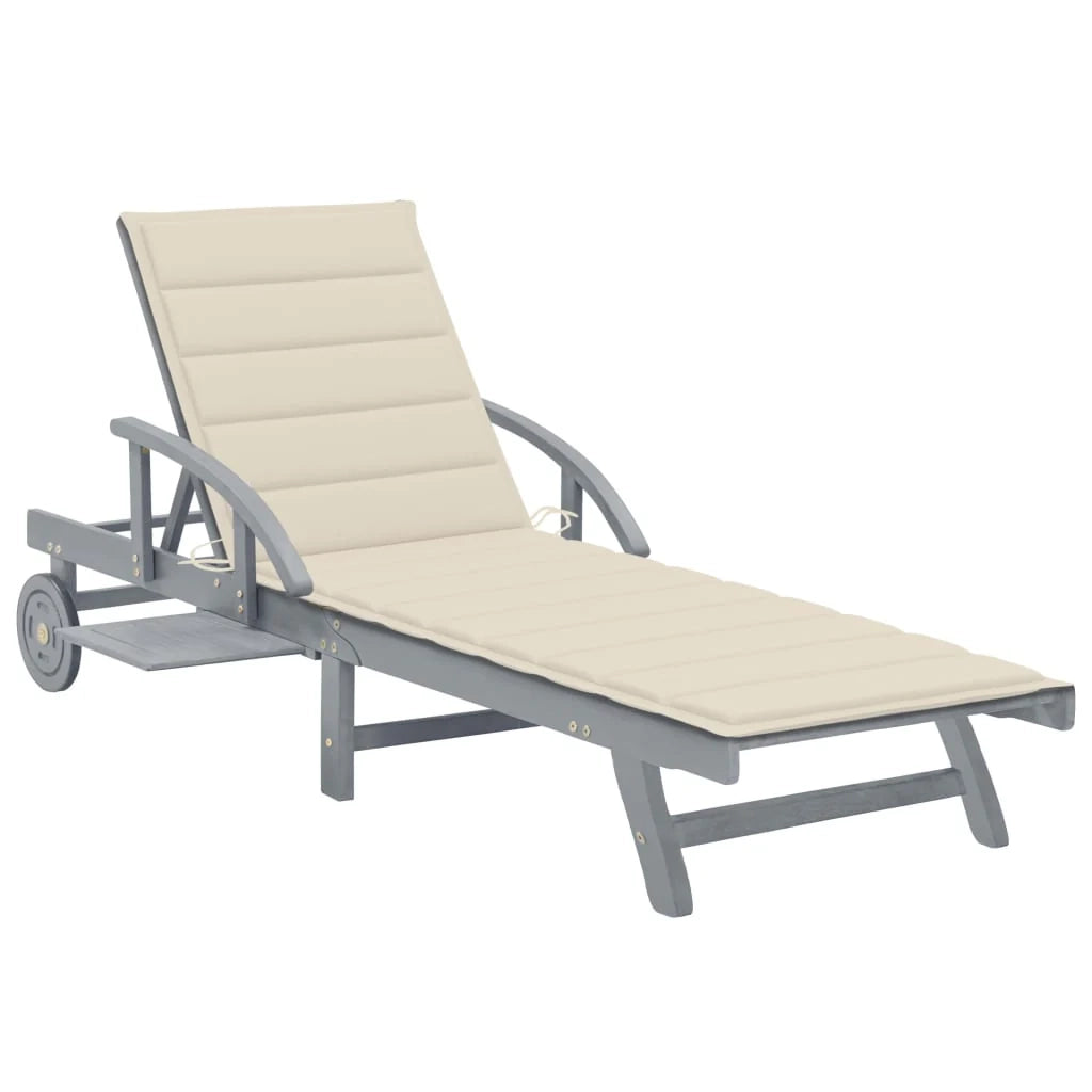 Lettino prendisole sedia a sdraio lettino prendisole letto da giardino mobili da esterno per patio con cuscino legno massello di acacia 02_0012374