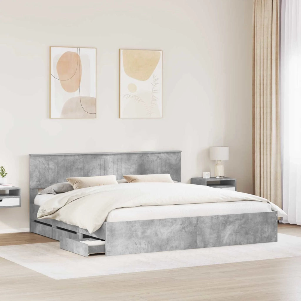 Letto matrimoniale | Letto per adulti | Struttura del letto con cassetto Grigio cemento 200 x 200 cm