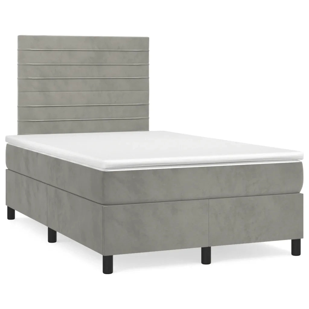 Giroletto a Molle con Materasso Grigio Chiaro 120x190cm Velluto