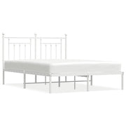 Letto matrimoniale | Letto per adulti | Giroletto con Testiera Metallo Bianco 140x200 cm